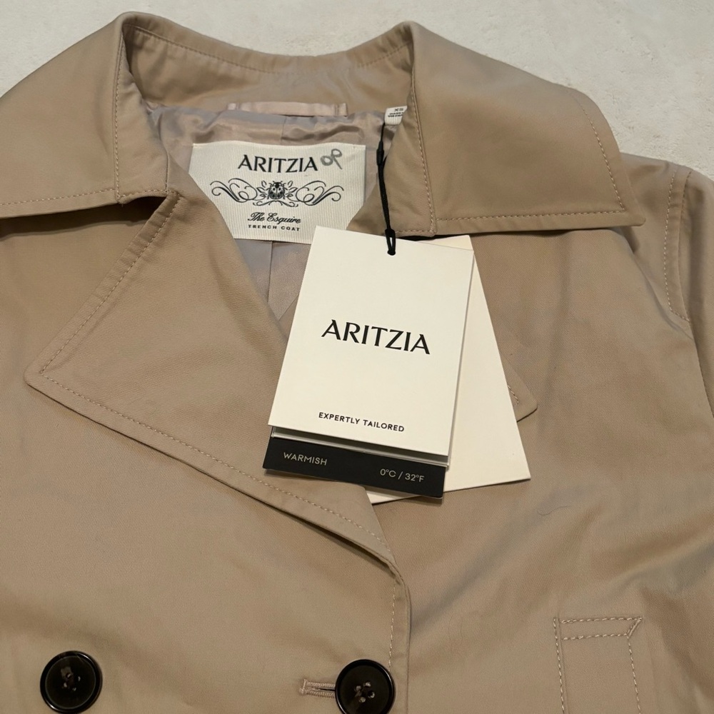 NWT Aritzia The Esquire Cropped Trench Coat - City Twill Marcona Beige Size XS - Picture 5 of 16